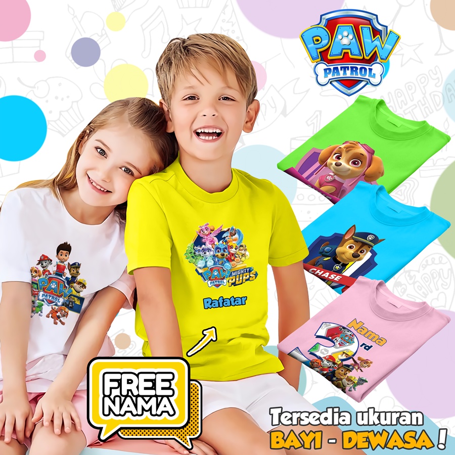 [FREE NAMA!!] Baju Kaos COUPLE  ANAK DAN DEWASA PAW PATROL PAWPATROLBANYAK MOTIF