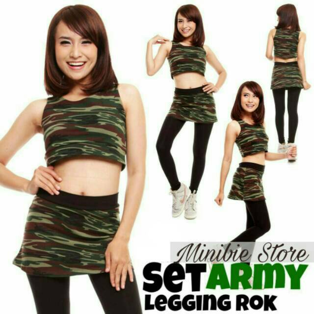 Baju Senam - SET ARMY LEGGING ROK
