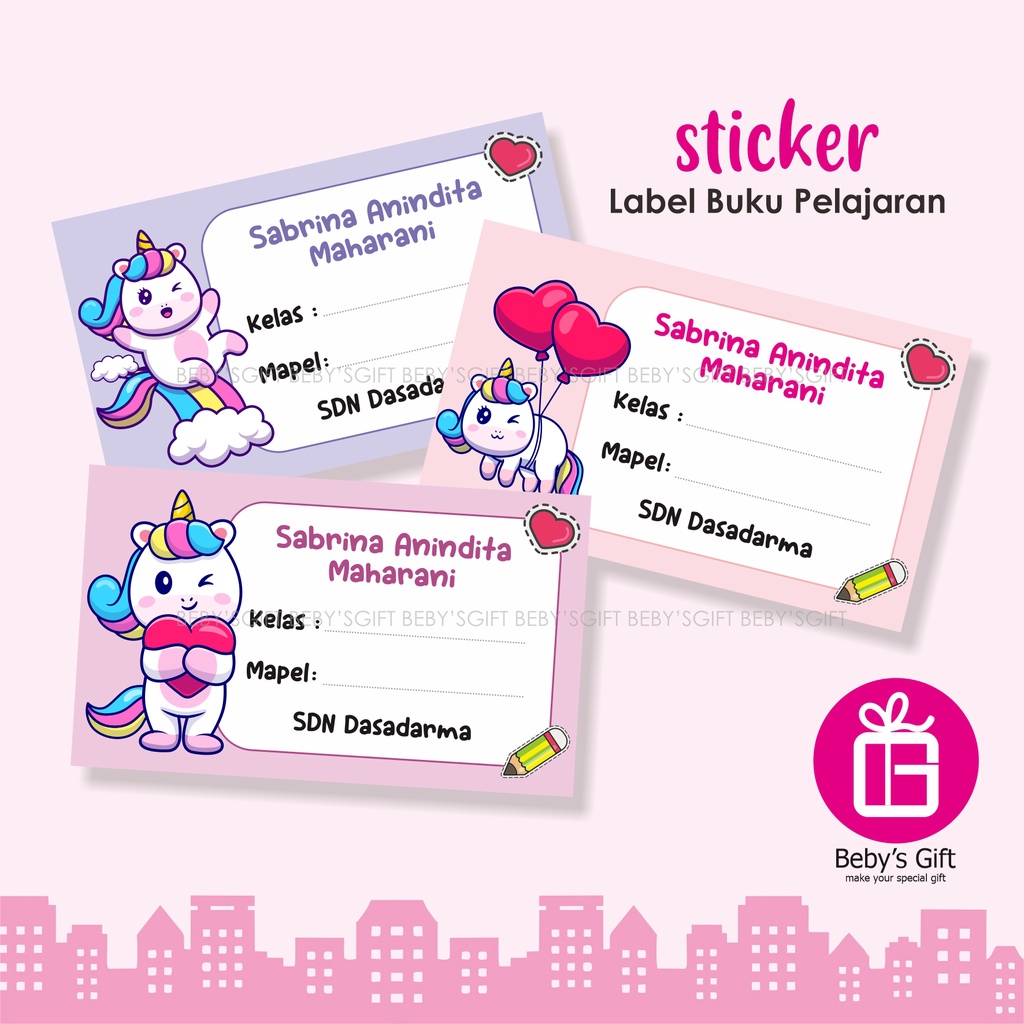 

Stiker Label Buku Pelajaran Tema Unicorn Karakter Kartun Anak Custom Nama Sticker Mapel Sekolah