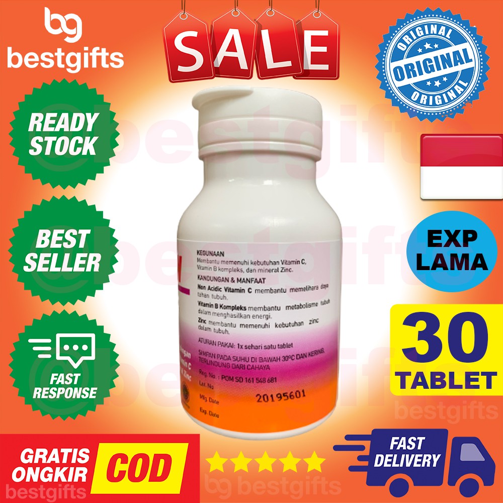 ENERVON C MULTIVITAMIN VITAMIN VIT C IMUN IMUNITAS METABOLISME KEKEBALAN DAYA TAHAN TUBUH 30 TABLET