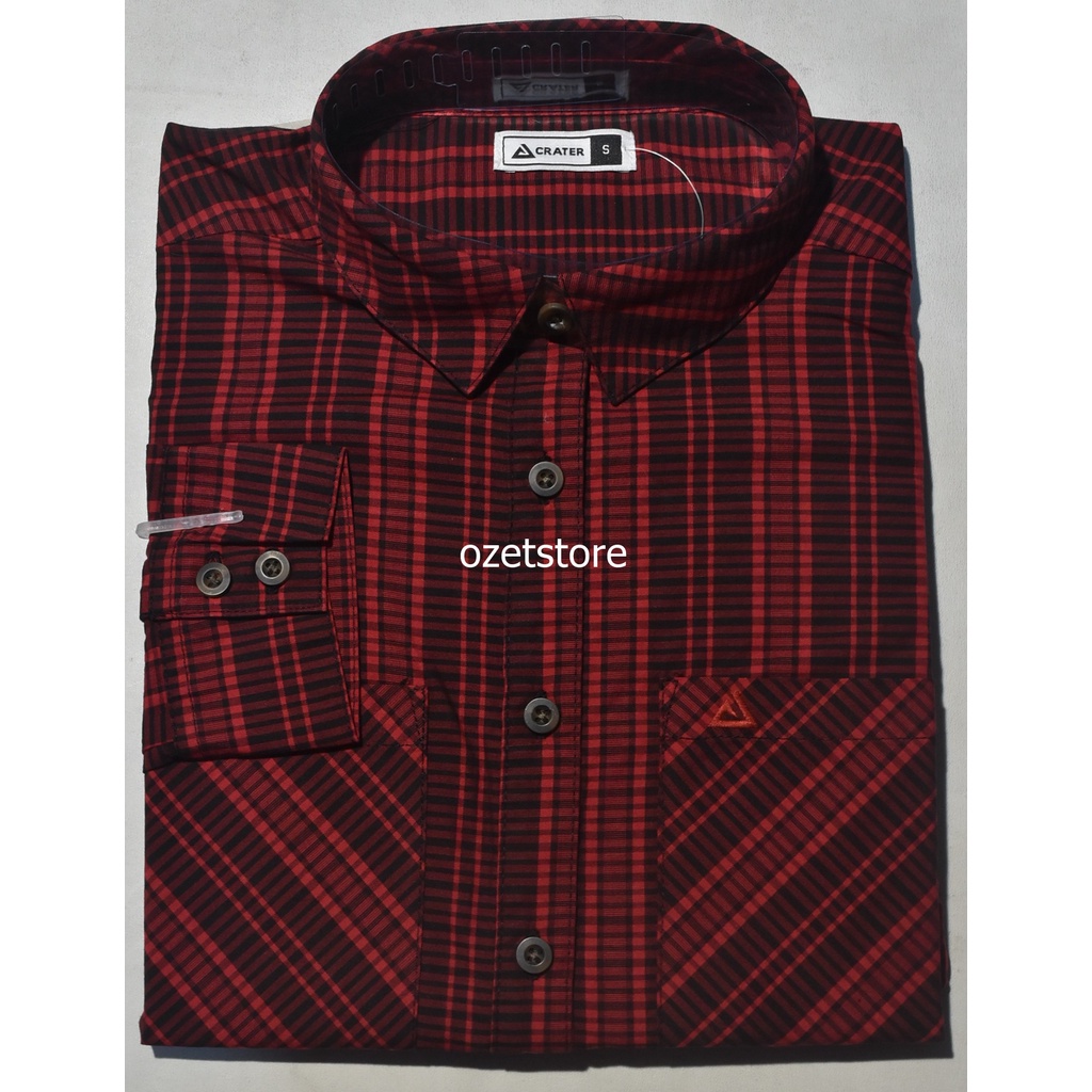 CRATER Kemeja Pria Formal Lengan Panjang Merah CKS01 ORIGINAL