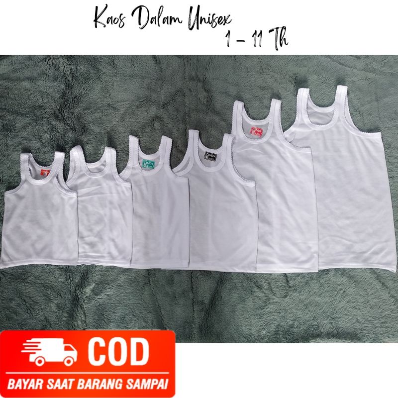 KAOS DALAM CINDY MURAH POLOS WARNA PUTIH ANAK CEWEK COWOK USIA 1-11 TAHUN KAOS KUTANG SINGLET TEBAL 