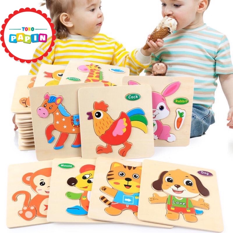 TokoPapin Puzzle Kayu 3D Wooden Puzzle Pasel Kayu Puzzle Board 3D Edukasi Anak Bayi Kayu Berkualitas Halus dan Aman Puzzle Belajar Anak