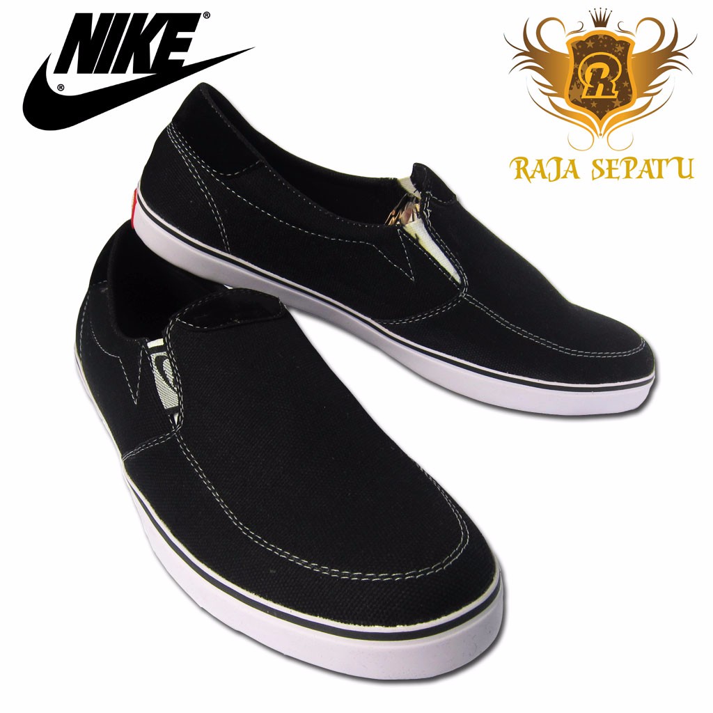 sepatu casual pria nike slip on hitam