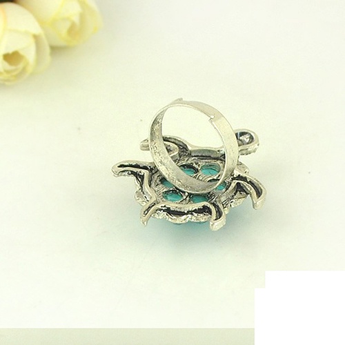 Hu Hu Hu Hu Hu Alat Bantu Pasang Kacamata♡ Cincin Jari Desain Kura-Kura Turquoise Biru Aksen Berlian Imitasi Untuk Wanita