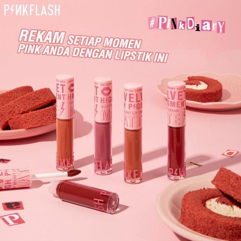 ✿ MADAME ✿PINKFLASH SILKY VELVET LIP CREAM -  LIPSTICK SMOOTH HIGH PIGMENT BPOM