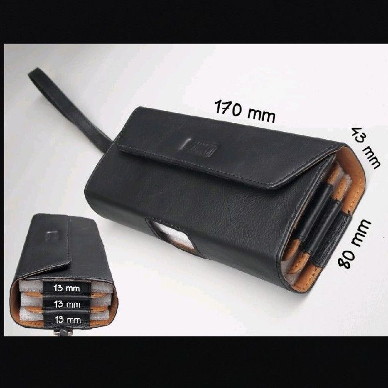 Sarung 3 hp triple kulit asli universal 5 inch - 6,7 inch