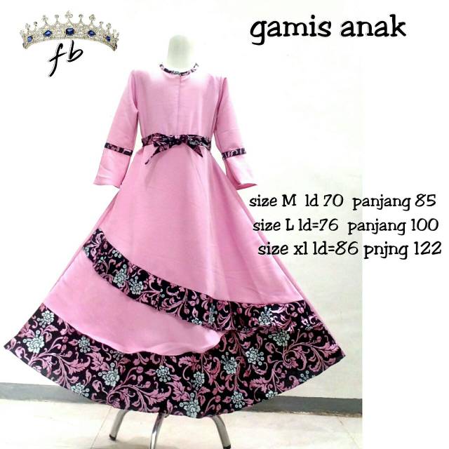 Model Gamis Batik Anak Kombinasi Polos