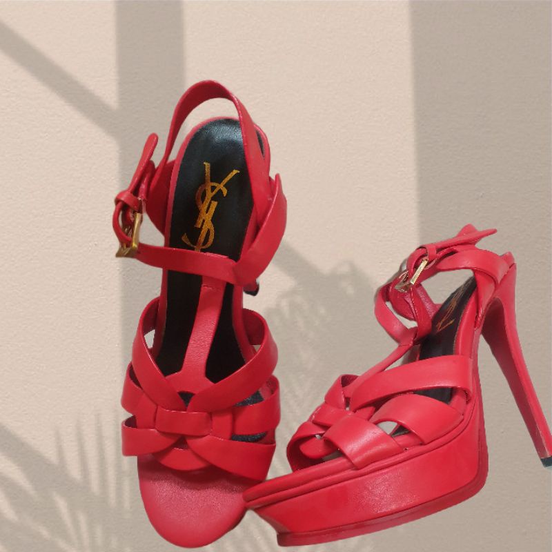 Sepatu Hak tinggi Yves Saint Laurent YSL merah