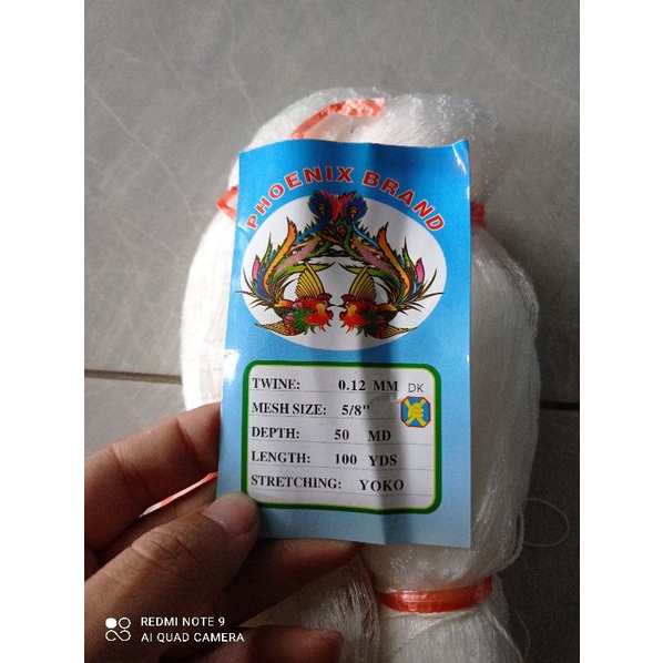 Pukat ikan kecil 5/8 inchi 0.12 50md/100yds yoko jaring ikan kecil wader sepat lunjar jaring ikan se