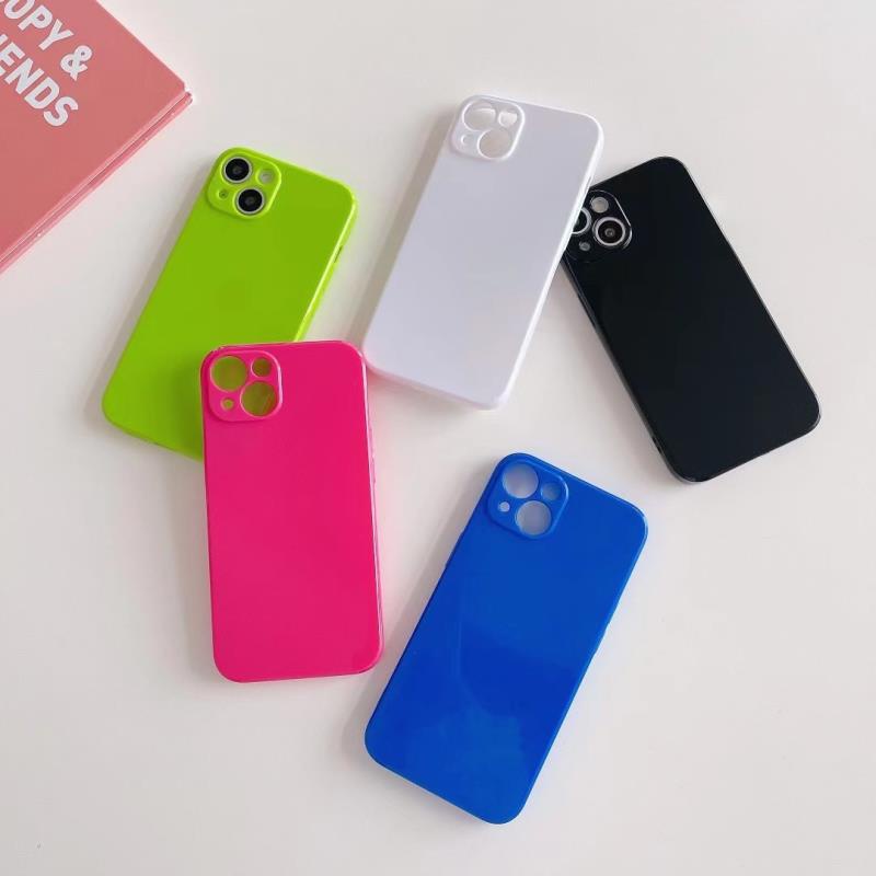 Case Bahan TPU Warna Permen Glossy Untuk iPhone 14 13 12 11 Pro X XS MAX XR SE2020 7 8 Plus