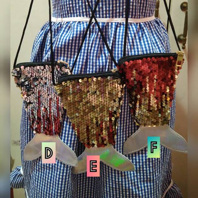 Tas slempang mermaid / tas sequin anak / tas slempang sequin