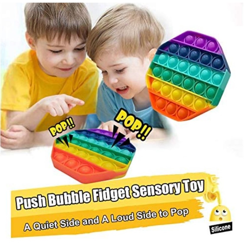 Mainan Pop It Fidget Toys Medium Rainbow BTS / Cetekan Squishy Bubble (KEKINIAN & MENYENANGKAN)-5
