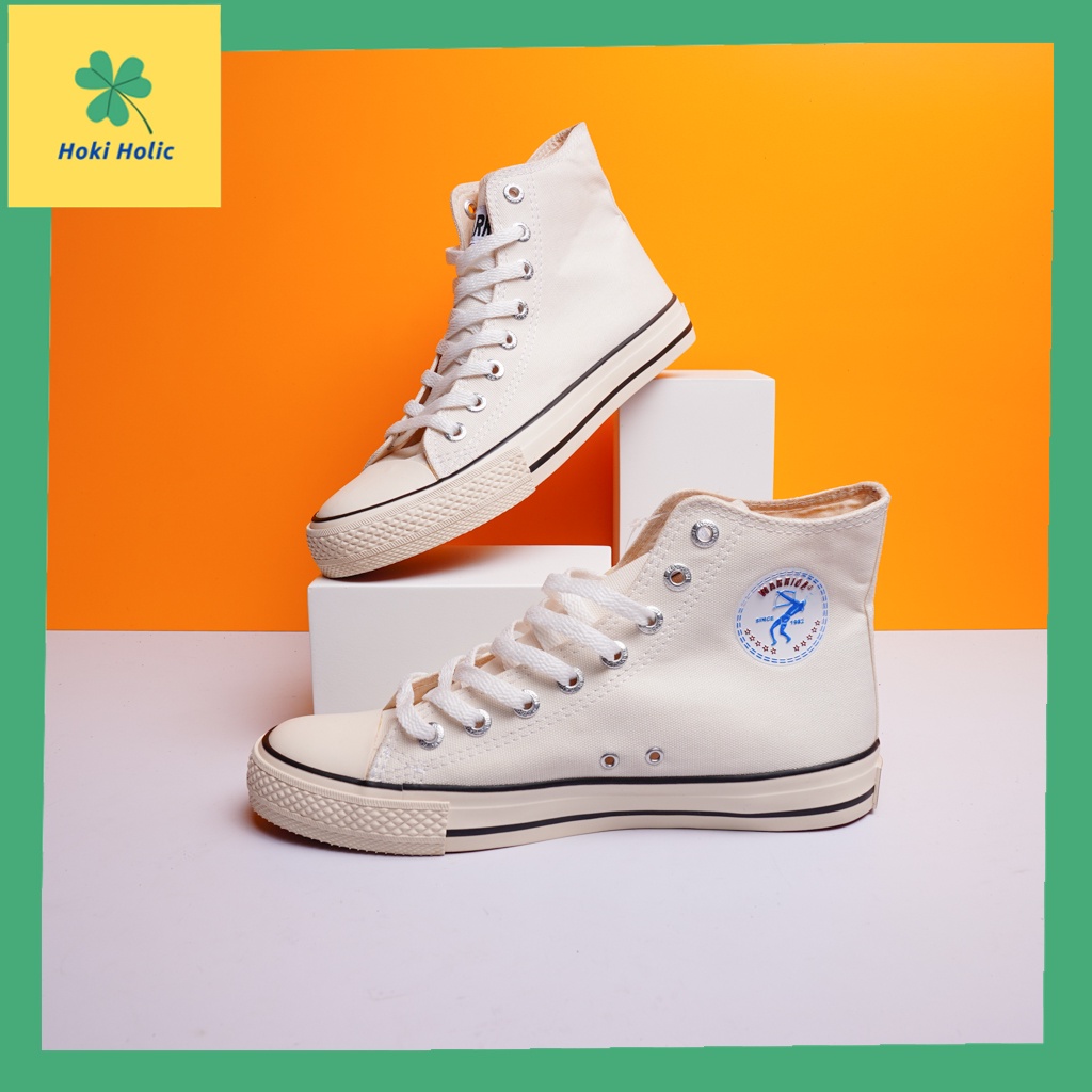 Warrior Sparta High White - Sepatu / Sneakers Putih - Sepatu Vulcanized Canvas Original