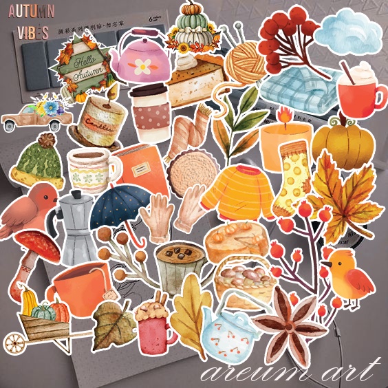 

STICKER 50PCS AESTHETIC AUTUMN ANTI AIR UNTUK NOTEBOOK / TUMBLER / SCARP BOOK