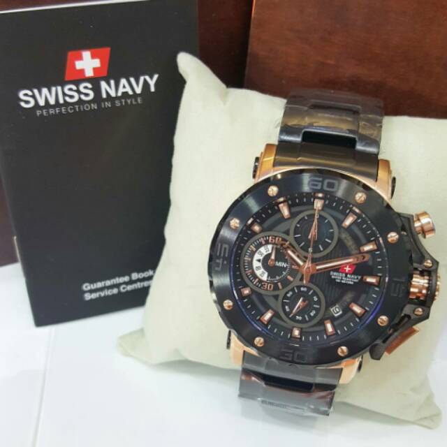 JAM TANGAN PRIA SWISS NAVY SN8932 BLACK GOLD ORIGINAL GARANSI RESMI BONUS SABUK