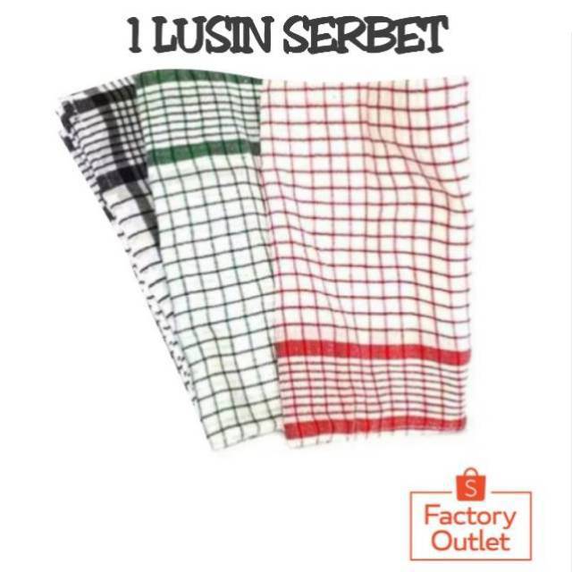 ( UKURAN 40x47 ) serbet putih / kain lap piring isi 12 pcs murah