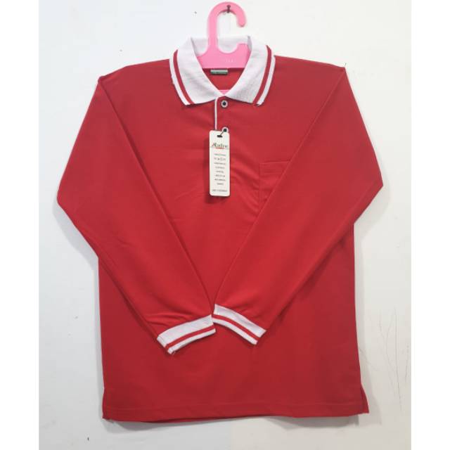 Kaos merah krah putih panjang