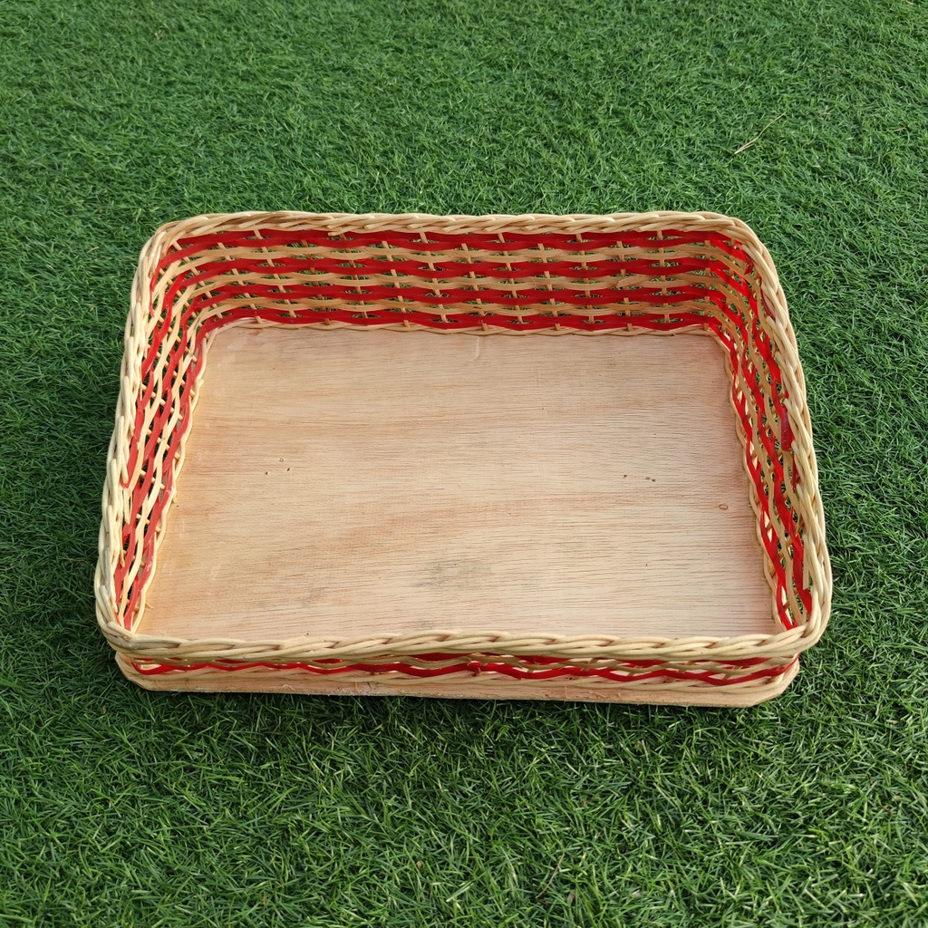 Kerajinan Tangan Rotan Keranjang Parsel Sender Merah Medium 40x30x10cm