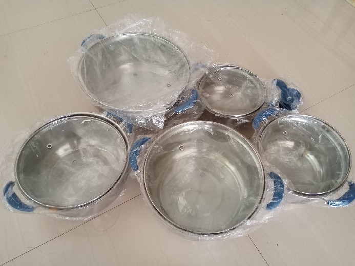 Panci Stainless 10 Pcs Set + Tutup Kaca Ndo  Tri J