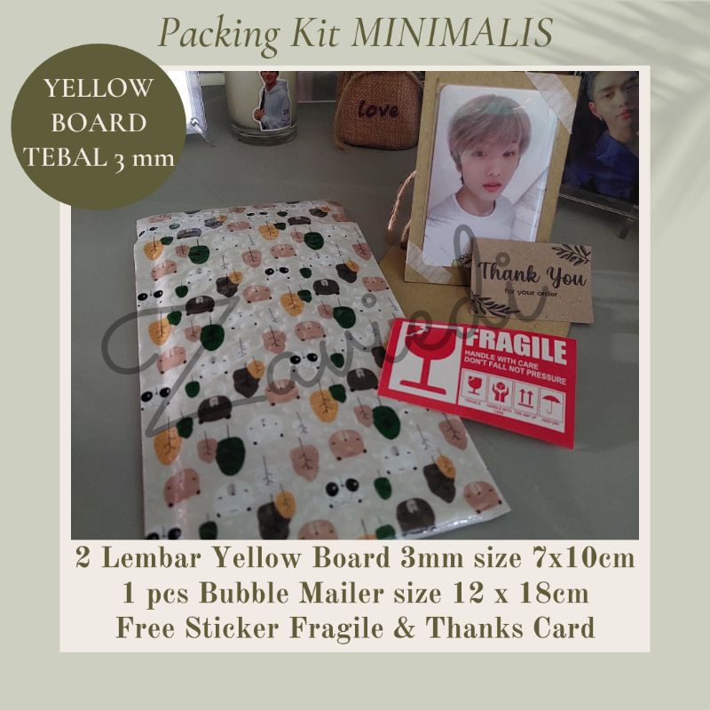 ALAT PACKING PHOTOCARD PC KPOP MINIMALIS KIT YELLOW BOARD 3MM