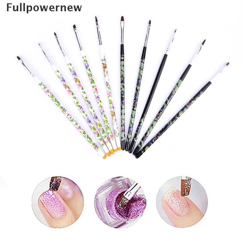 [FULL] 5Pcs Brush Carving Flat Builder Clean Up Pen UV Gel Extension Nail Art Tips Set