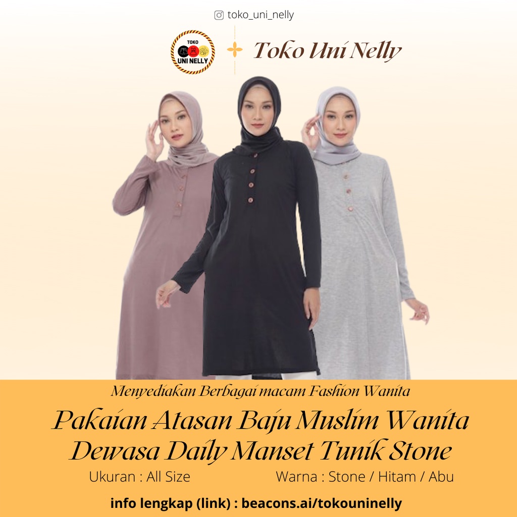 Pakaian Atasan Baju Muslim Wanita Dewasa Daily Manset Tunik