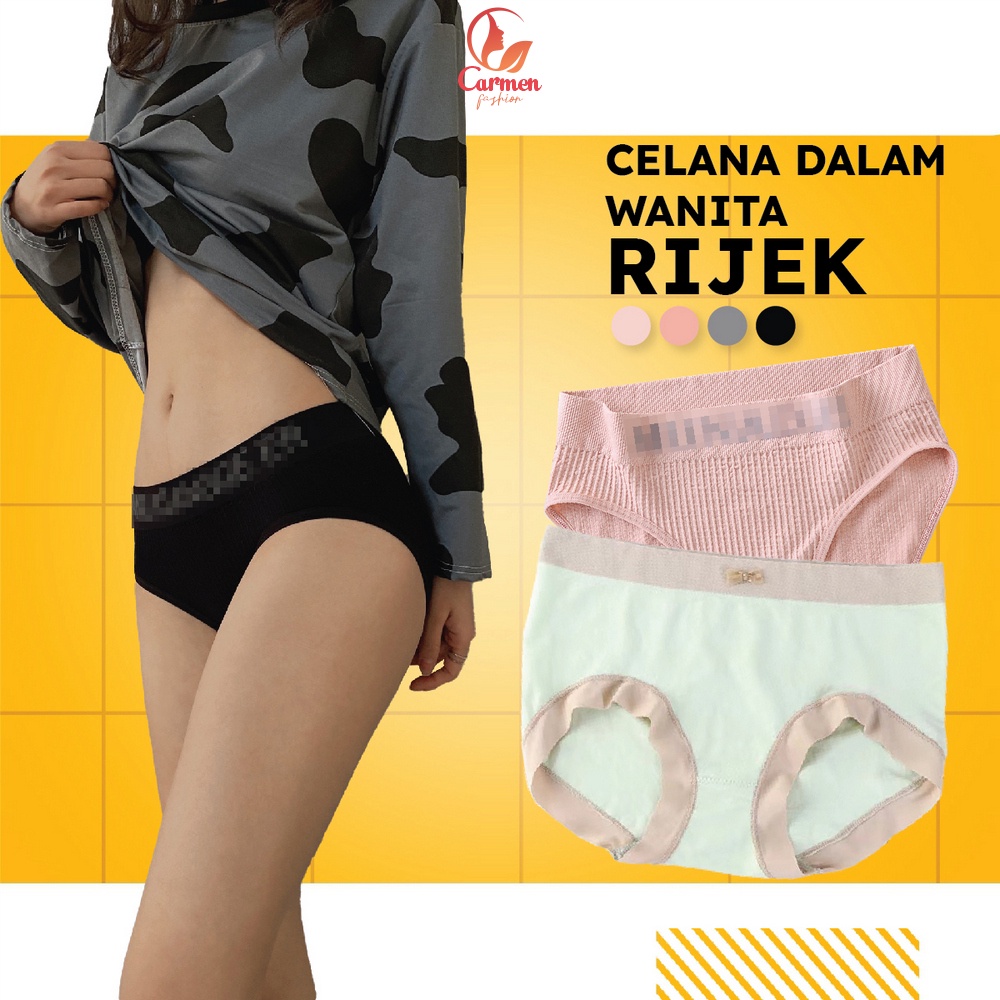 Celana Dalam Wanita List Motif Barang Rijek CD Seamless Panties Cewek Style CF