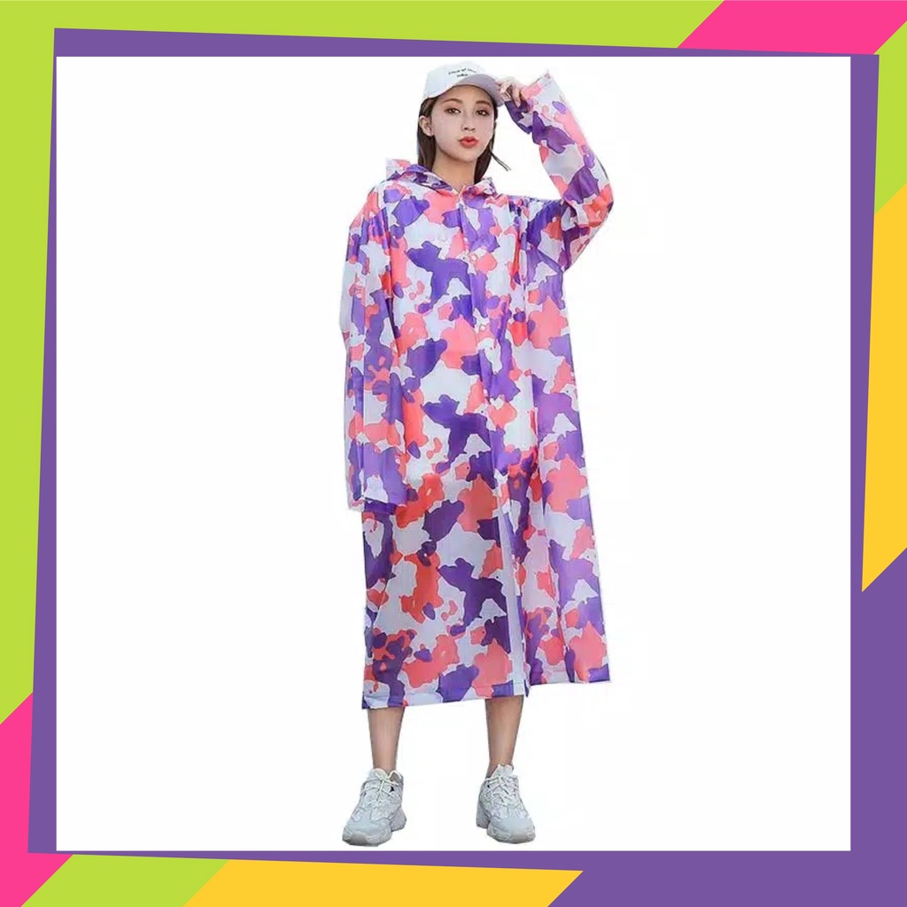 1037 / Jas hujan plastik terusan EVA dewasa GRC motif lemon