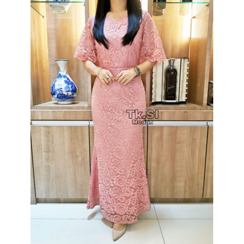 dress brokat panjang