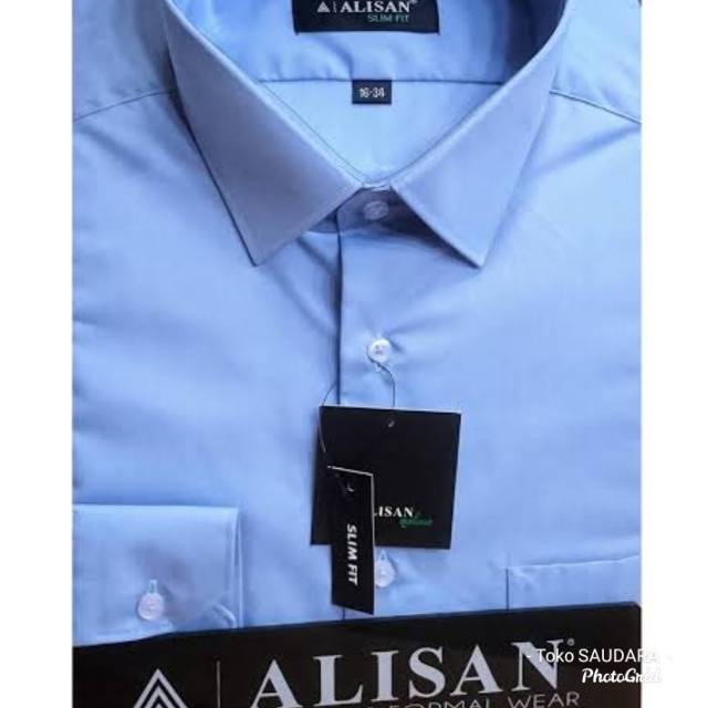 Kemeja formal pria panjang alisan biru muda/telor asin original