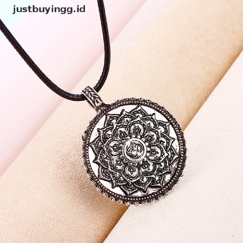 Kalung Liontin Jimat Meditasi Lotus Mandala Tibet Gaya Retro Untuk Yoga