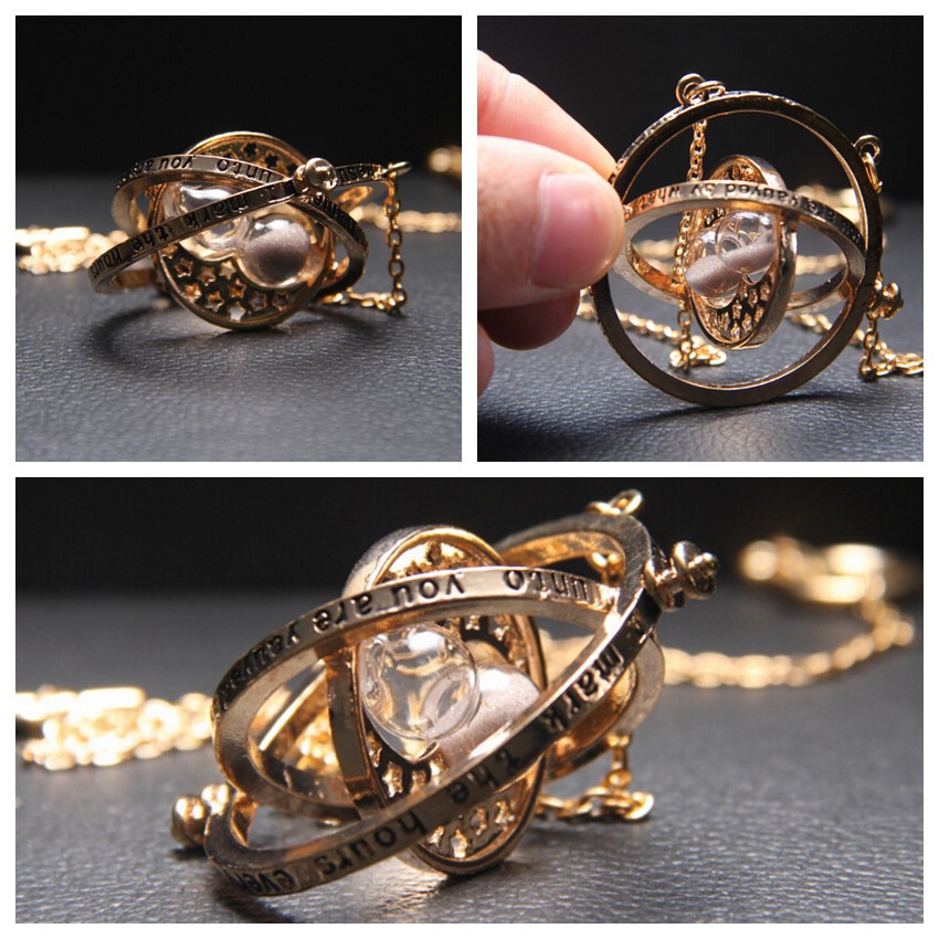 [PO] Harri Potter Movie Time Turner Hourglass Necklace Six Phalanx Magic Wand Keychain Pendant