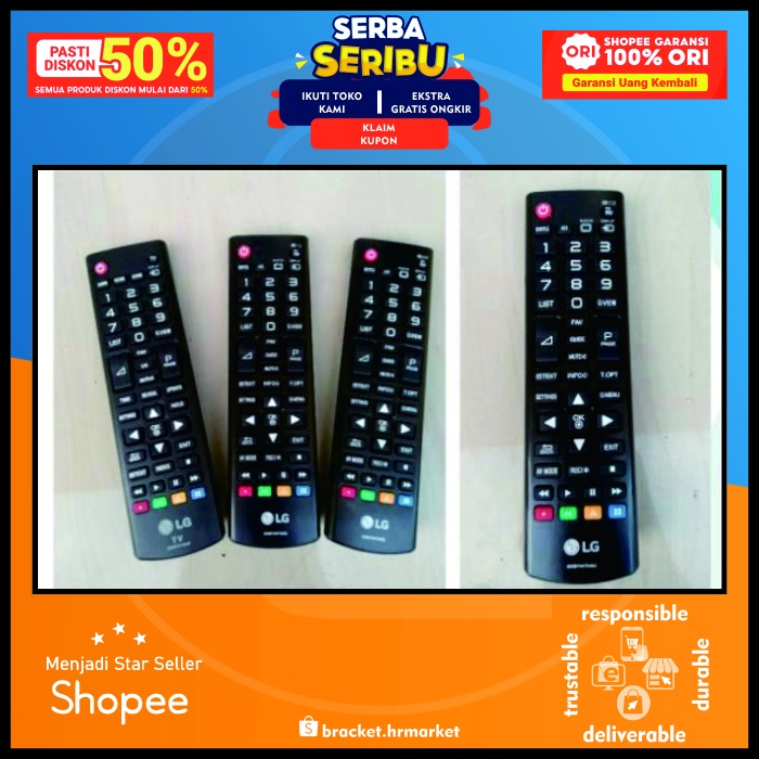 Remote TV LG ORI (Bisa buat LED TV &amp; TV Tabung) Bisa Gojek LG STANDARD