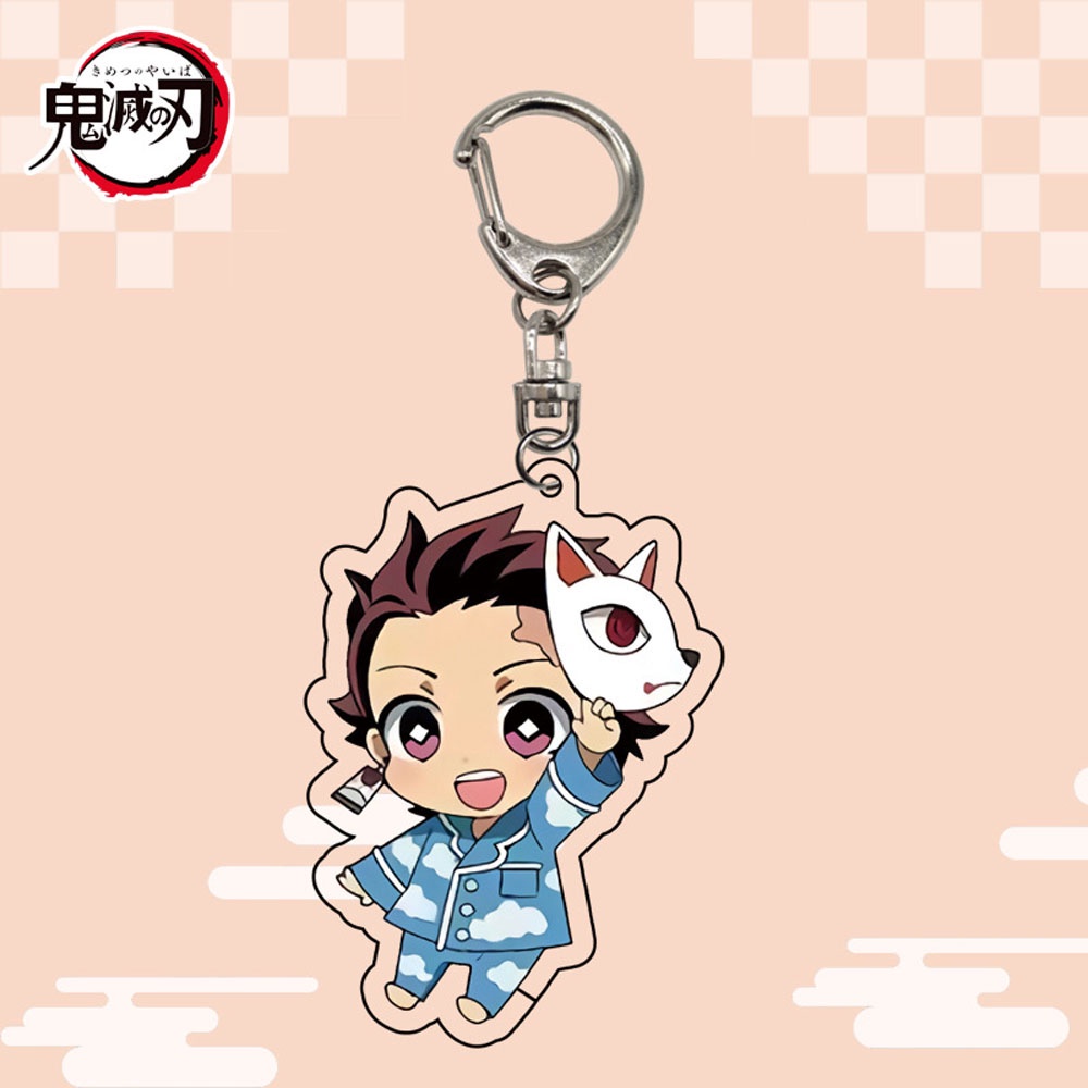 Needway  Acrylic Animation Peripheral Nezuko Figurine Model Demon Slayer Keychain Kimetsu No Yaiba Tanjirou Zenitsu Gifts Scultures Kyoujurou Key Ring