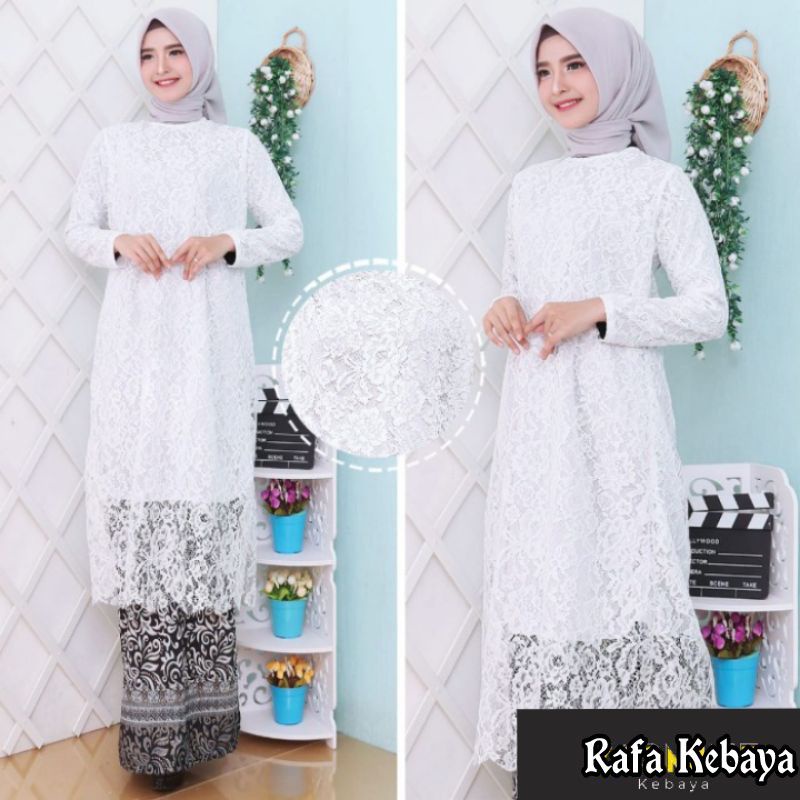 Kebaya Brukat Muslim~Baju Kebaya Brokat~Kebaya Brukat Putih ~Kebaya Tunik Brukat