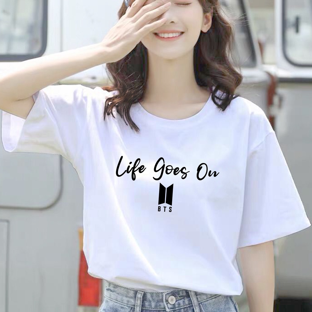 CALVIERO SHOP - BAJU KAOS ATASAN WANITA PRINT LIFE GOES ON ONLY