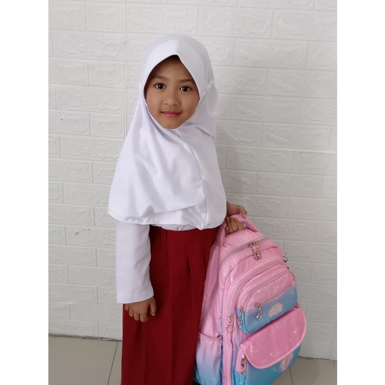 kerudung sekolah anak hijab anak serut