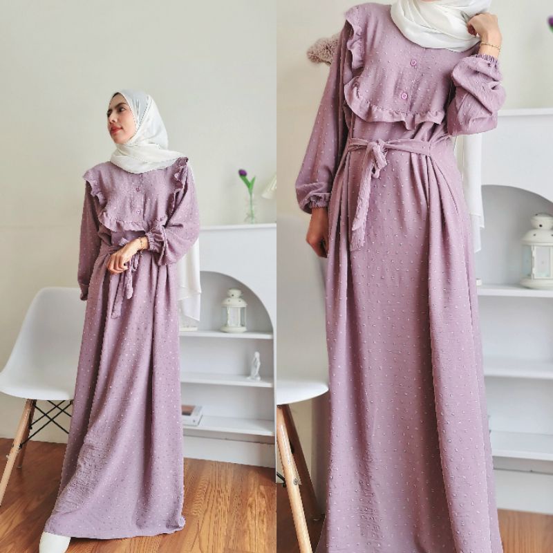 Gamis Crinkle Uragiri Lilac Ungu Muda - Dress Muslimah