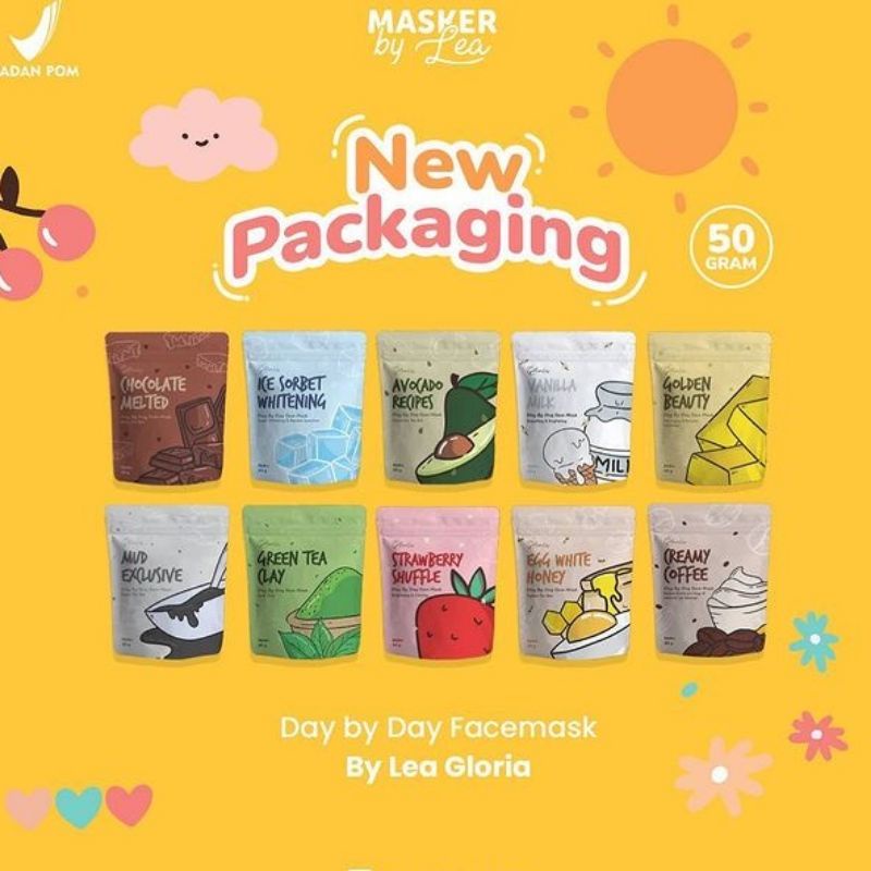 MASKER WAJAH ORGANIK BY LEA GLORIA 50GR BUBUK ORGANIC FACE MASK Kemasan Baru