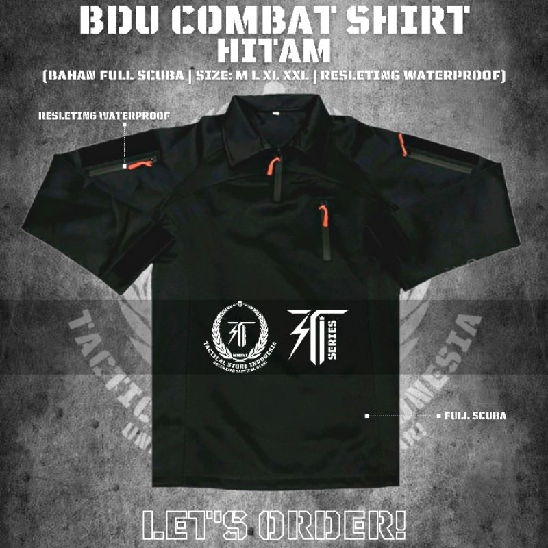 BDU Scuba Hitam - BDU Combat Shirt Full Scuba Lengan Panjang