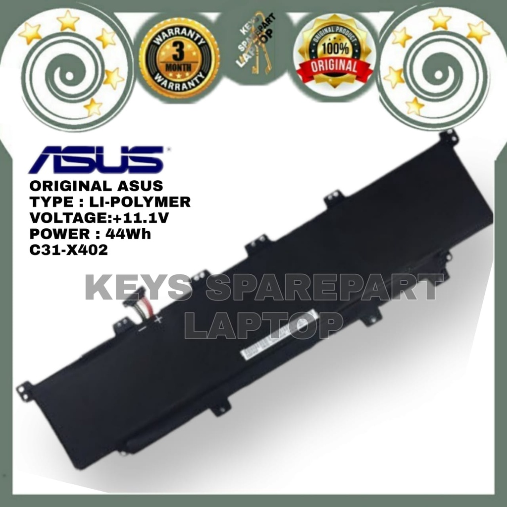 Baterai Battery Batre Original laptop ASUS Vivobook X402 C31-X402 S300 S300CA S400 S400C S400CA S400E X502C C21-X402