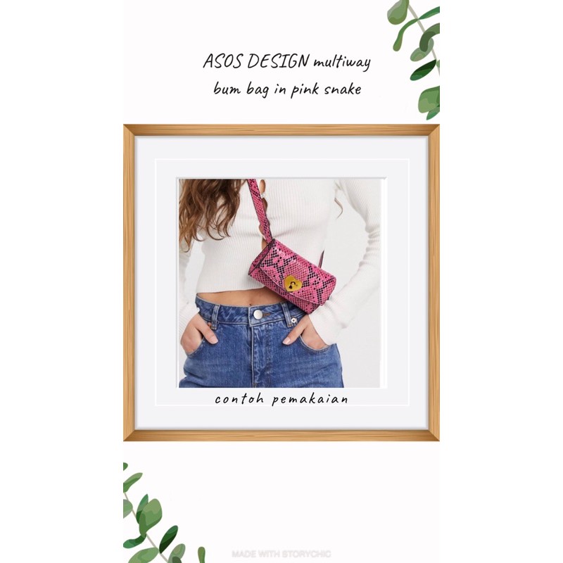 ASOS design bum bag snake pink