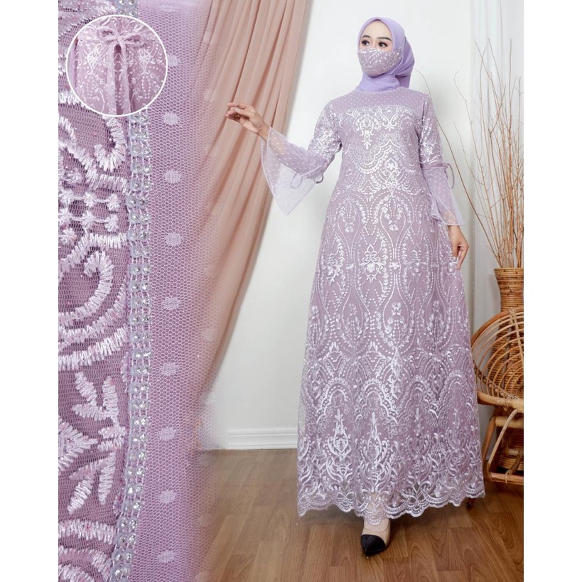 Permata Olshop / Syakia Dress NJ / Kebaya Modern / Gamis Brokat Pesta Mewah / Brokat Model Terbaru / Dress Kondangan