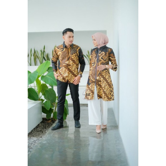 BAJU COUPLE BATIK SERAGAM KANTOR TUNIK KEMEJA DEWASA M L XL XXL