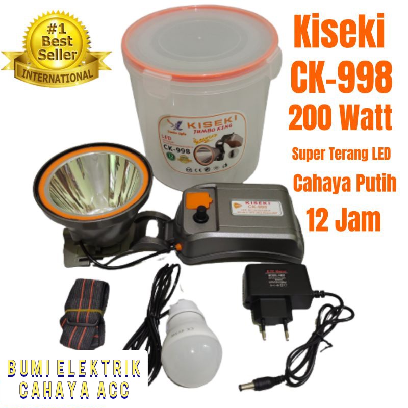 Senter Kepala KISEKI CK-998 Super Led Baterai Lithium 5000mAh Super Terang Cahaya Putih Jarak Sorot Jauh dan Tahan 12 Jam