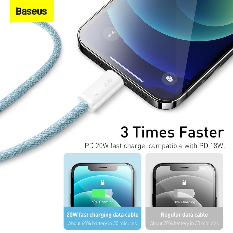 BASEUS KABEL DATA FAST CHARGE PD 20W DYNAMIC CABLE TYPE C TO IPHONE