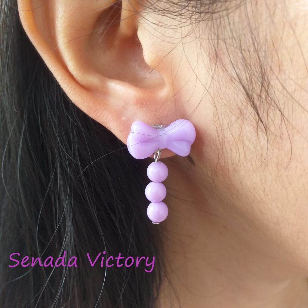 Senada Victory Anting Anak Anting Wanita Aksen Pita Pastel Aksesoris Wanita SVA023