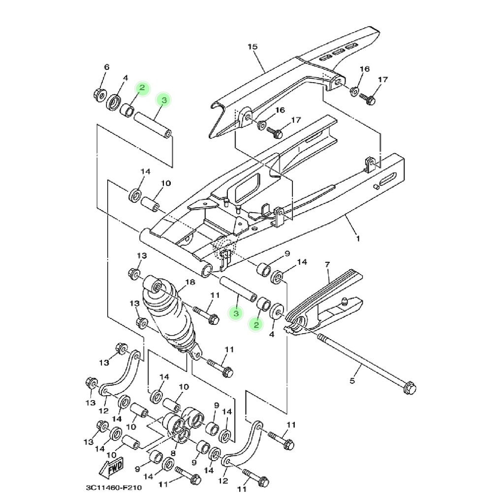 BOSH DAN BEARING LAHER BAMBU SWING ARM FORK VIXION LAMA NEW BK8 NVL NVA ORI YGP 3C1-F2184-00