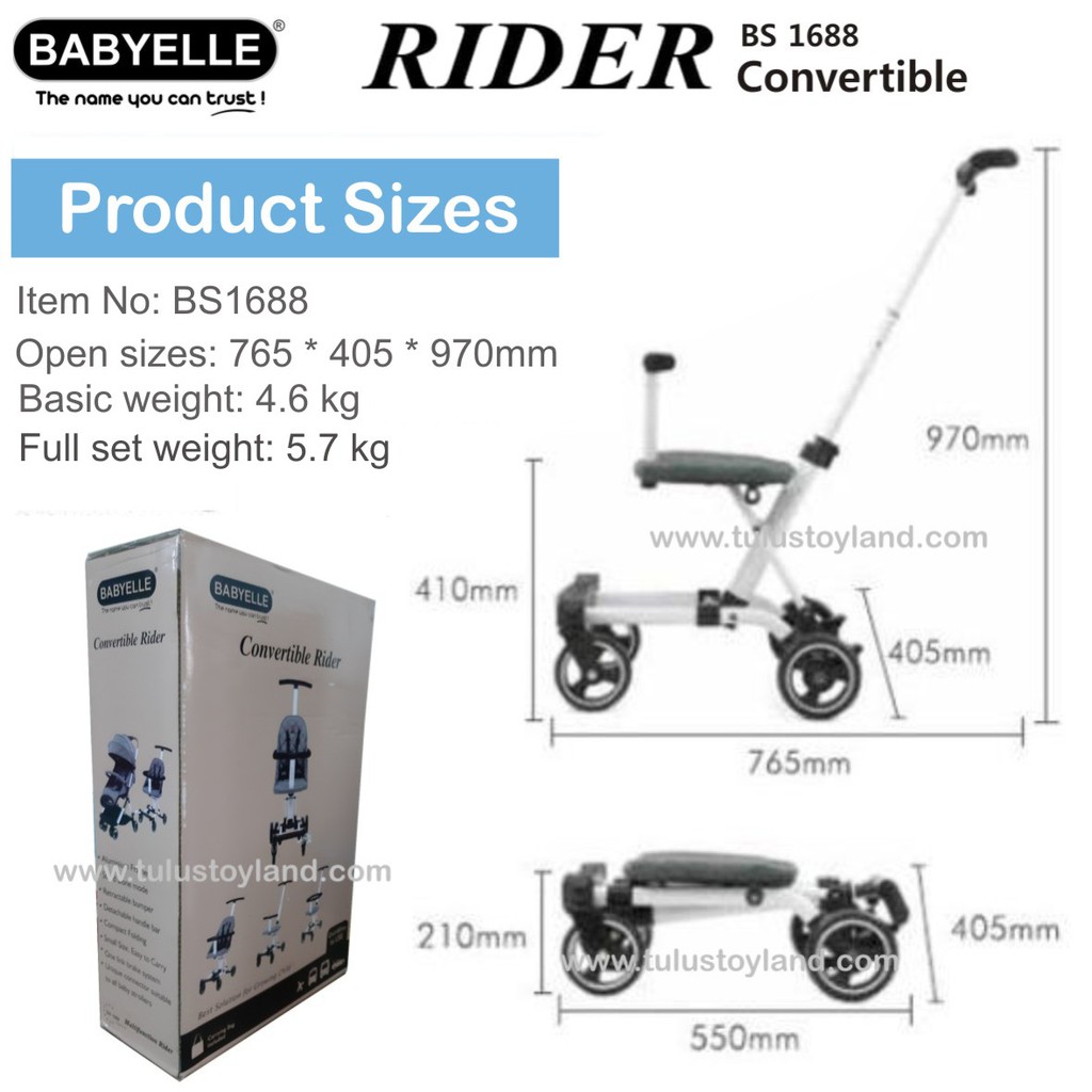 Babyelle RIDER Convertible Baby Elle Stroller board cabin size atau Rider LT SP DX Special Kulit